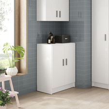 VITA White 2 Door Utility Freestanding Cupboard Storage Cabinet