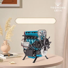 TECHING Scale Metal 4Cylinder Turbocharged Engine Model DM111 Building Kit Toy