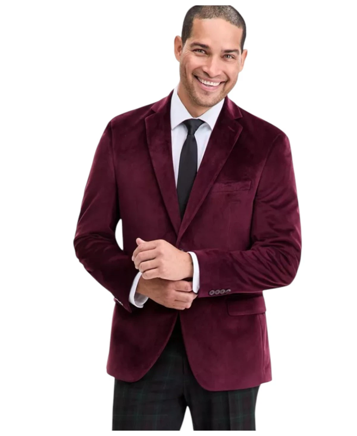 Bar Iii Mens Slim fit Velvet Sport Coat Blazer 42 L Burgundy Red Solid