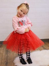 Red Sequin Heart Tutu Skirt Costume for Toddler, Girls, Women, Plus