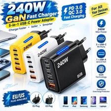 240W Fast Charging USB Type C US Wall Charger For Samsung iPhone Android Phone