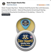 State Trooper Stache Wax Bay Rum Mustache Styling Grooming Wax for Mustache