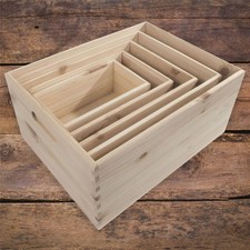 Pine Crate Chest Wooden Storage Box / 5 Sizes / Open Top / For Craft Decoupage