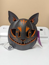 Home Accents Halloween 10'' Black Cat Pumpkin Plastic Jack O  Lantern Light up