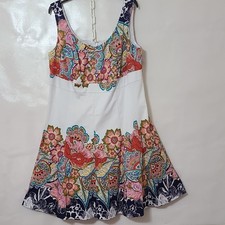 NINE WEST Women's White Floral Sleeveless Cotton Dress - Size 16W