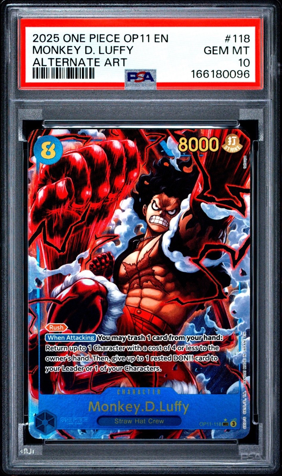 One Piece Monkey D Luffy Alternate Art OP11-118 PSA 10 Gem Mint