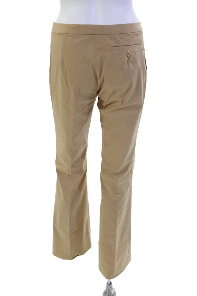 Pantalones rectos plisados de tiro medio con cremallera marrón talla 6 Rebecca Taylor para mujer Foto 3 de 4