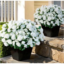 4 Pack Artificial White Rose Bouquets Silk Floral Stems Wedding Home Decor 16in