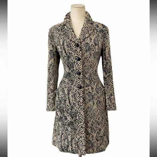 St. John Collection Marie Gray Animal Print Santana Knit Coat Jacket Size 4