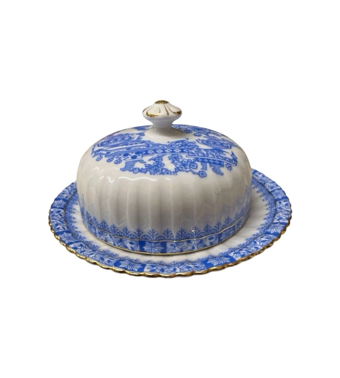 Vintage Tuppack Tiefenfurt China Blau Butter Dish Ceramic White/Blue Collectible