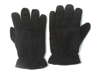 Mens  WATER REPELLENT SUEDE GLOVES black new small 9 inch from wrist finger 3''