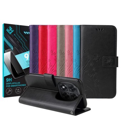 Handyhülle für Xiaomi Redmi Note 15 5G Pro Pro+ 5G Cover Klapp Case Blume Glas
