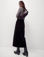 Marks & Spencer Womens Cotton Midi Pencil Skirt in Black - M&S