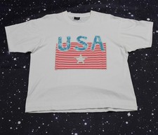 Vintage Screen Stars Best USA Flag White Cropped T-shirt - X-Large - Made in USA
