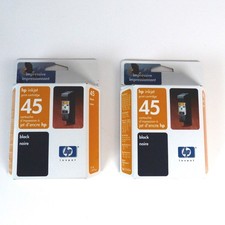 Lot Of 2 GENUINE HP 45 Black Ink Cartridges 51645A NEW Sealed Expired 02/2004
