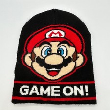 Nintendo Super Mario "Game On " Youth Beanie 2018 Black and Red OSFM