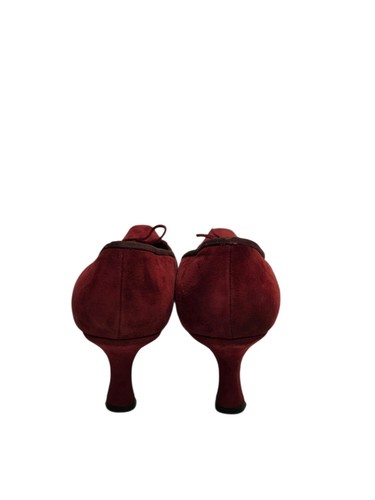Stuart Weitzman Womens 10M Burgundy Suede Kitten Heel Bow Pumps Pointed Toe - Picture 5 of 8