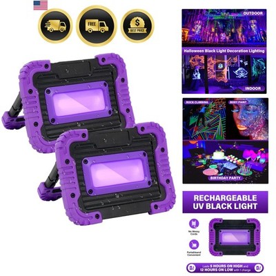 Black Light LED Ultraviolet Flood Light 395nm Cordless 20W for Glow Party