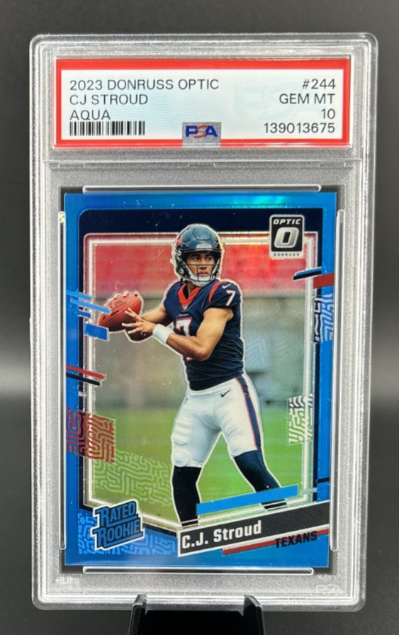 2023 Donruss Optic #244 CJ STROUD Rated Rookie RC AQUA /299 PSA 10 GEM MINT