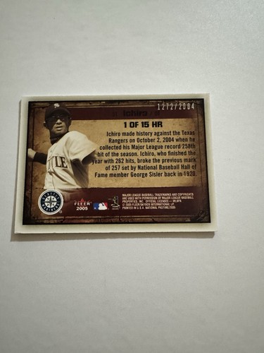 Ichiro 2005 Fleer America's National Pastime #1 Of 15 HR #1272/2004 - Picture 4 of 5