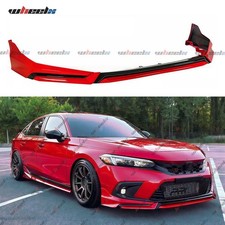 For 22-24 Honda Civic Yofer Style V3 Black Rallye Red Front Bumper Lip Splitter