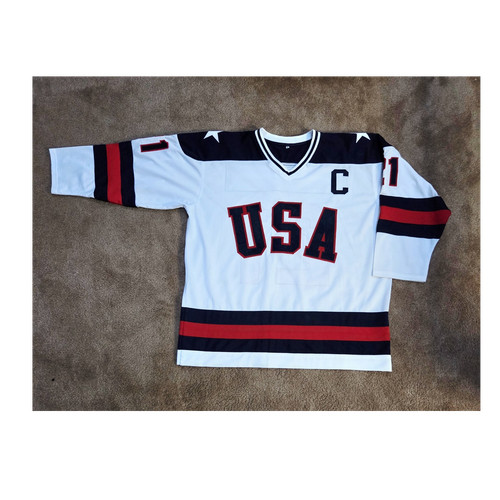 USA Eruzione #21 Lake Placid 1980 Hockey Jersey XL White Navy Red