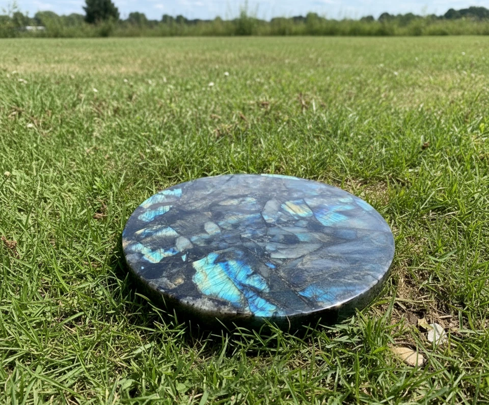 Labradorite Gemstone Coffee Table Top Semi Precious Stone Arts Home Decor Gift - Image 2 of 3