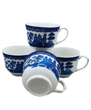 Blue Willow Tea Coffee Cups made in England Vintage Cottagecore Grannycore Set 4
