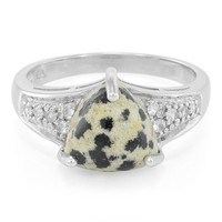 Cavill Dalmatiner Jaspis Ring 3,58Ct Trillant 925 Silber Damen Echtschmuck