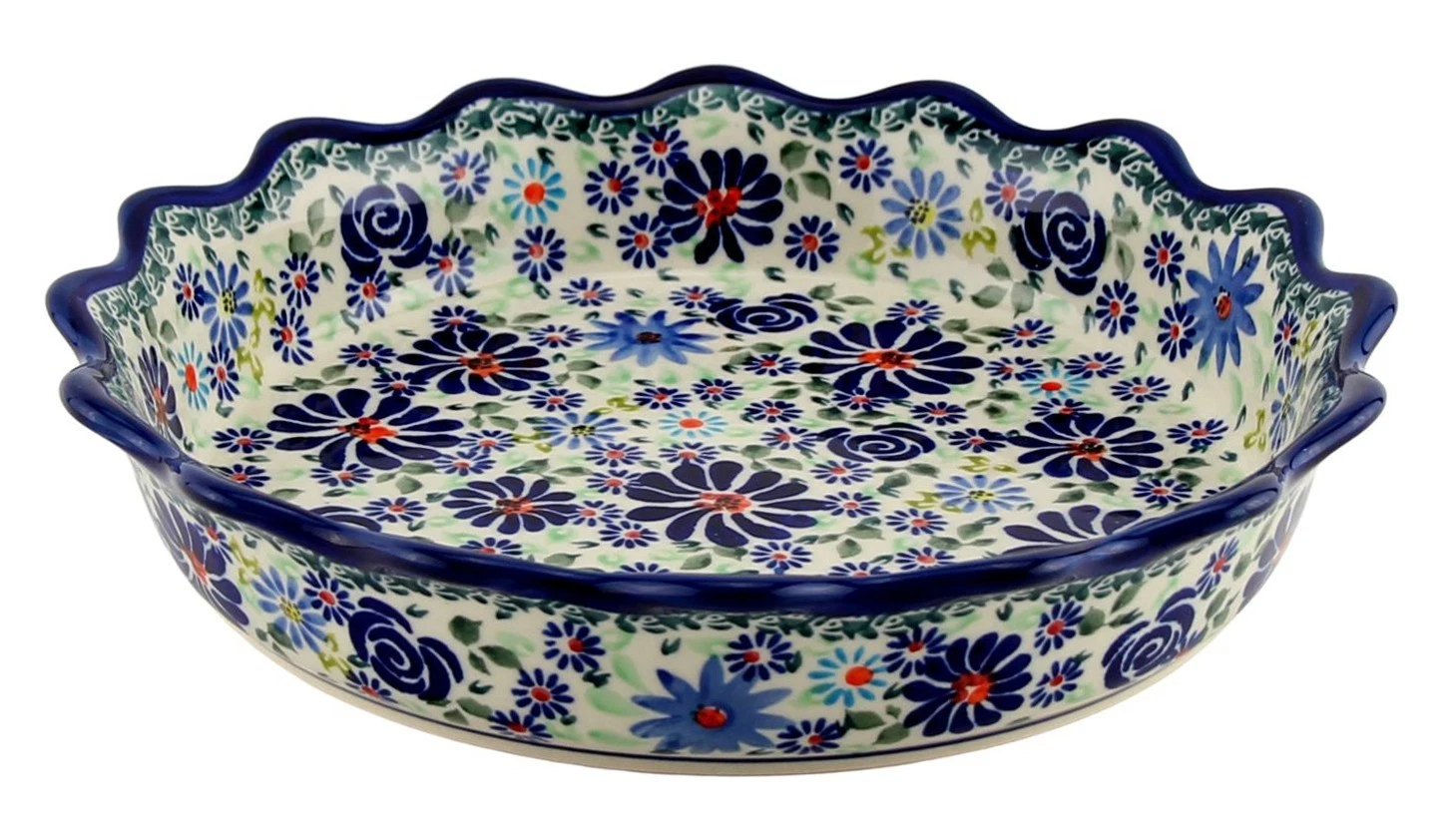 Polish Pottery Quiche / Scalloped Pie Dish 9" Diameter by Zaklady Boleslawiec