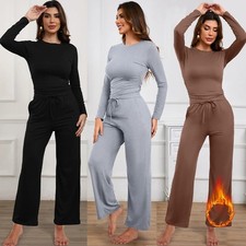 Womens Soft Thermal Loungewear Set Long Sleeve Pajamas Outfits Lounge Winter Set