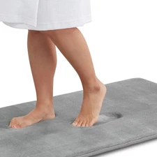 Genteele Bath Mats, Non Slip - Grey 17" x 24" Memory Foam X 24", 