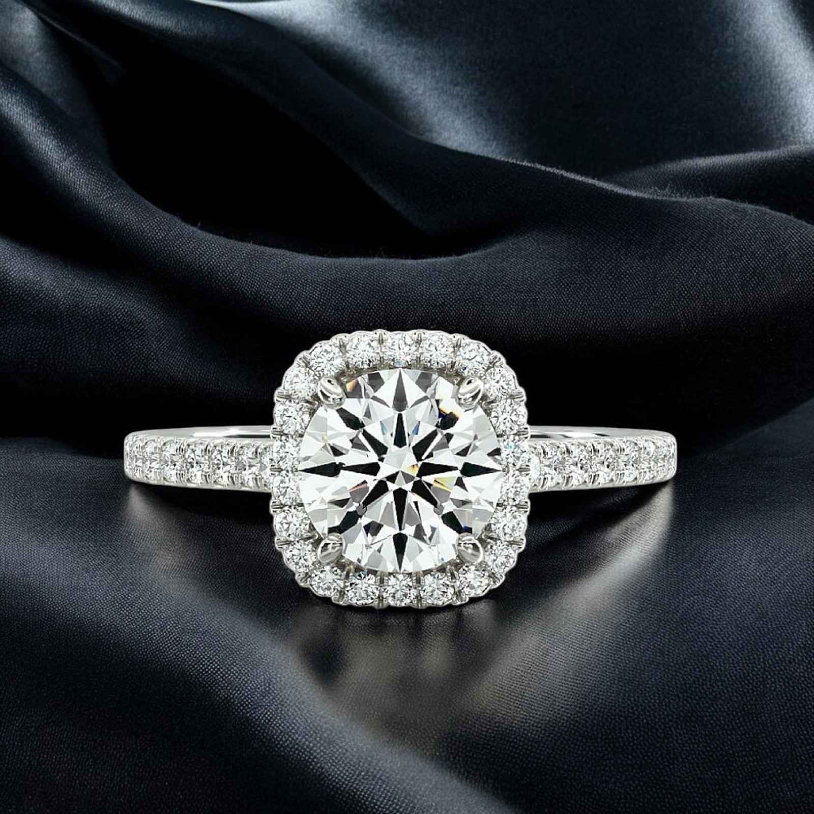 Engagement Ring 1.40 Ct IGI Lab Created Round Cut Diamond 950 Platinum E F VVS2-image