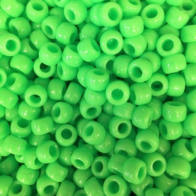 100 Hellgrüne Undurchsichtige Perlen Pony Perlen 9x6mm Fassförmige Kunststoffperlen
