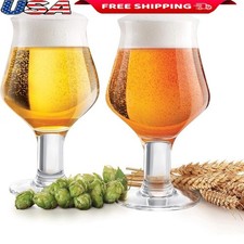 Craft Beer Glasses Set V Shaped Aroma Enhancement Flared Rim Sturdy Design 20oz