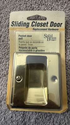 #ad Polished Brass Pocket Door Pull For Sliding Closet Door BRAND NEW $15.99