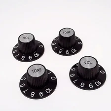 True Custom Shop® Black Witch Hat Control Knobs with Silver Inserts for Gibson