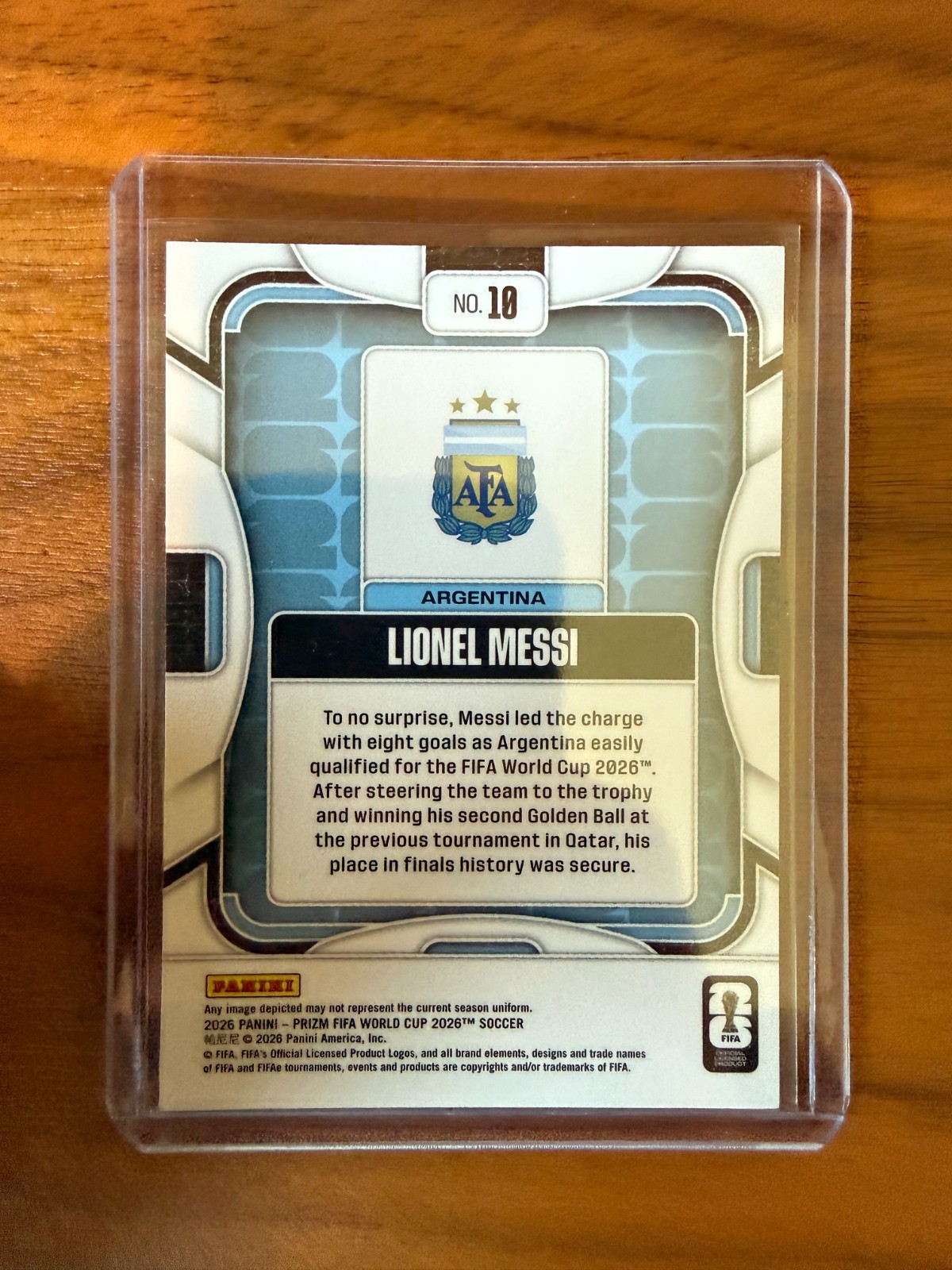 Lionel Messi 2026 Panini Prizm FIFA World Cup Base Set #10 Argentina view 2