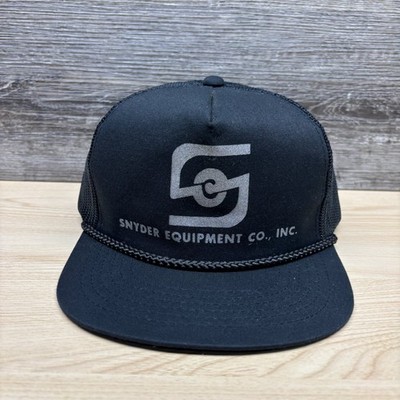 Vintage Snyder Equipment Co Inc Hat Cap Snap Back Black Trucker Railroad Logo 90