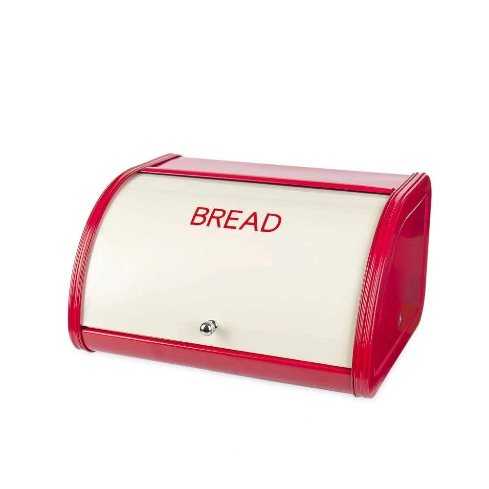X458 Metal Bread Box/Bin/kitchen Storage Containers with Roll Top Lid red