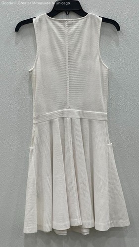Armani Exchange Womens White Solid Fit Flare Sleeveless Dress Small All Season - Picture 3 of 3