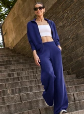 [GOOD PRICE] SPANX AirEssentials® Wide Leg Track Pant, Midnight Iris