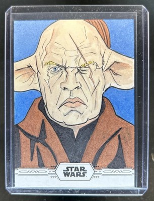 2019 Topps Chrome Star Wars Jedi Even Piell John Bruce Artist Sketch Auto 1/1