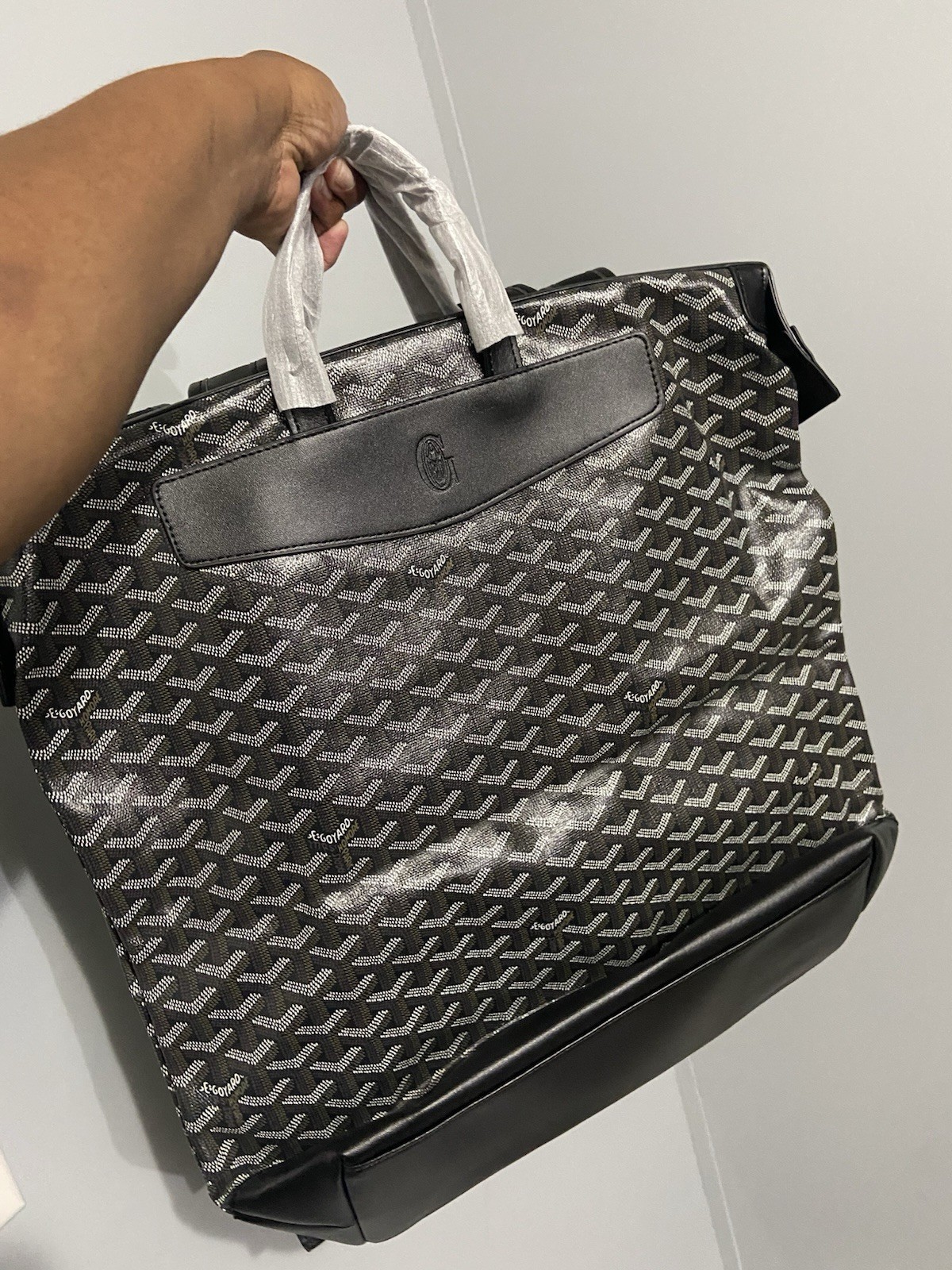 Goyard Black/Gray Canvas & Leather Tote Double Handles w/ Dust Bag w/GiftBag