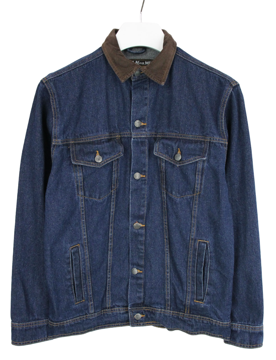 ATLAS FOR MEN Jacket Men's MEDIUM Denim Trucker Corduroy Collar | eBay