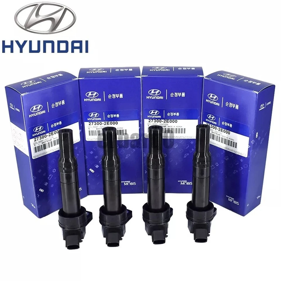 Bobina de ignição 4 peças genuína 273002E000 para 2001-17 Hyundai Elantra Kia Soul UF651 - Imagem 2 de 4