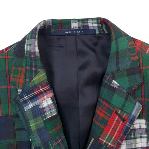 38 R Hickey Freeman Multi Color Canvas Cotton Patchwork Madras Blazer Made USA - Picture 2 of 13