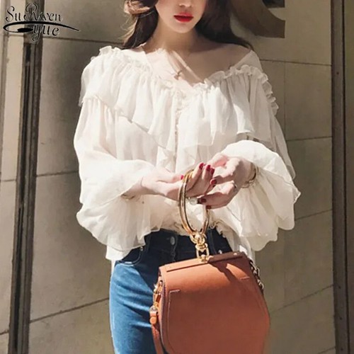 Primavera Moda Camisa Manga Larga Cuello Punta Mujeres Camisa Cuello Abajo Ropa - Imagen 11 de 23