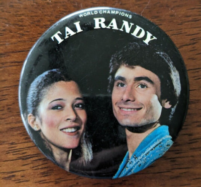 Tai Babilonia and Randy Gardner 1979 World Champions Figure Skating Button Pin.
