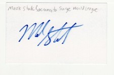 MARK STOCK SACRAMENTO SURGE WORLD LEAGUE STEELERS 1989  AUTOGRAPHED INDEX CARD 